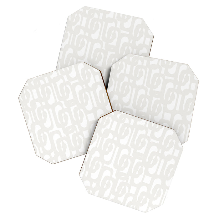White Mid Century Modern Loop Pattern Coaster Gallery Image 1