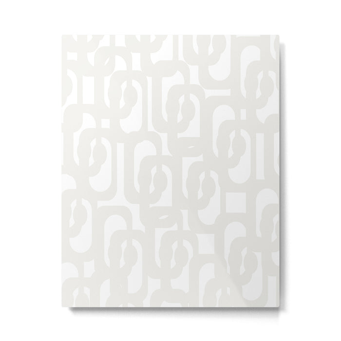 White Mid Century Modern Loop Pattern Metal Print Gallery Image 1