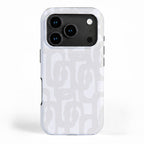 White Mid Century Modern Loop Pattern iPhone Case Gallery Image 1
