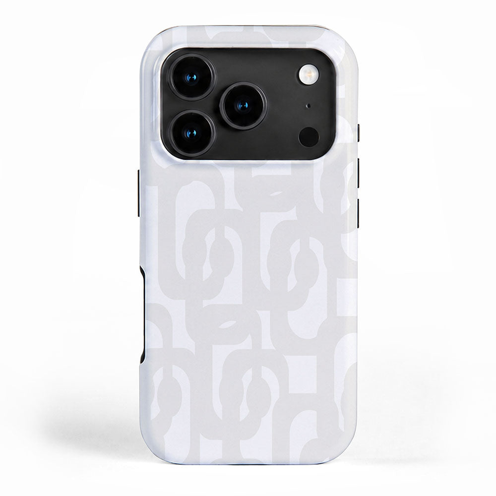 White Mid Century Modern Loop Pattern iPhone Case Gallery Image 1