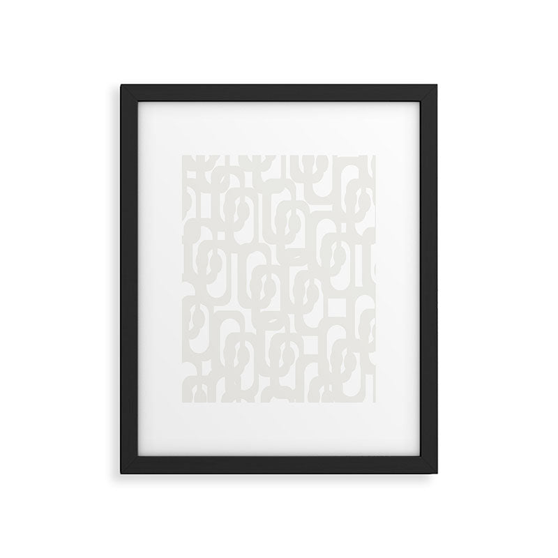 White Mid Century Modern Loop Pattern Framed Art Print Gallery Image 6