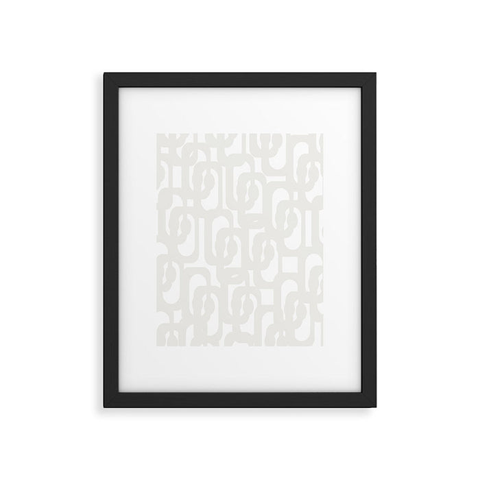 White Mid Century Modern Loop Pattern Framed Art Print Gallery Image 1