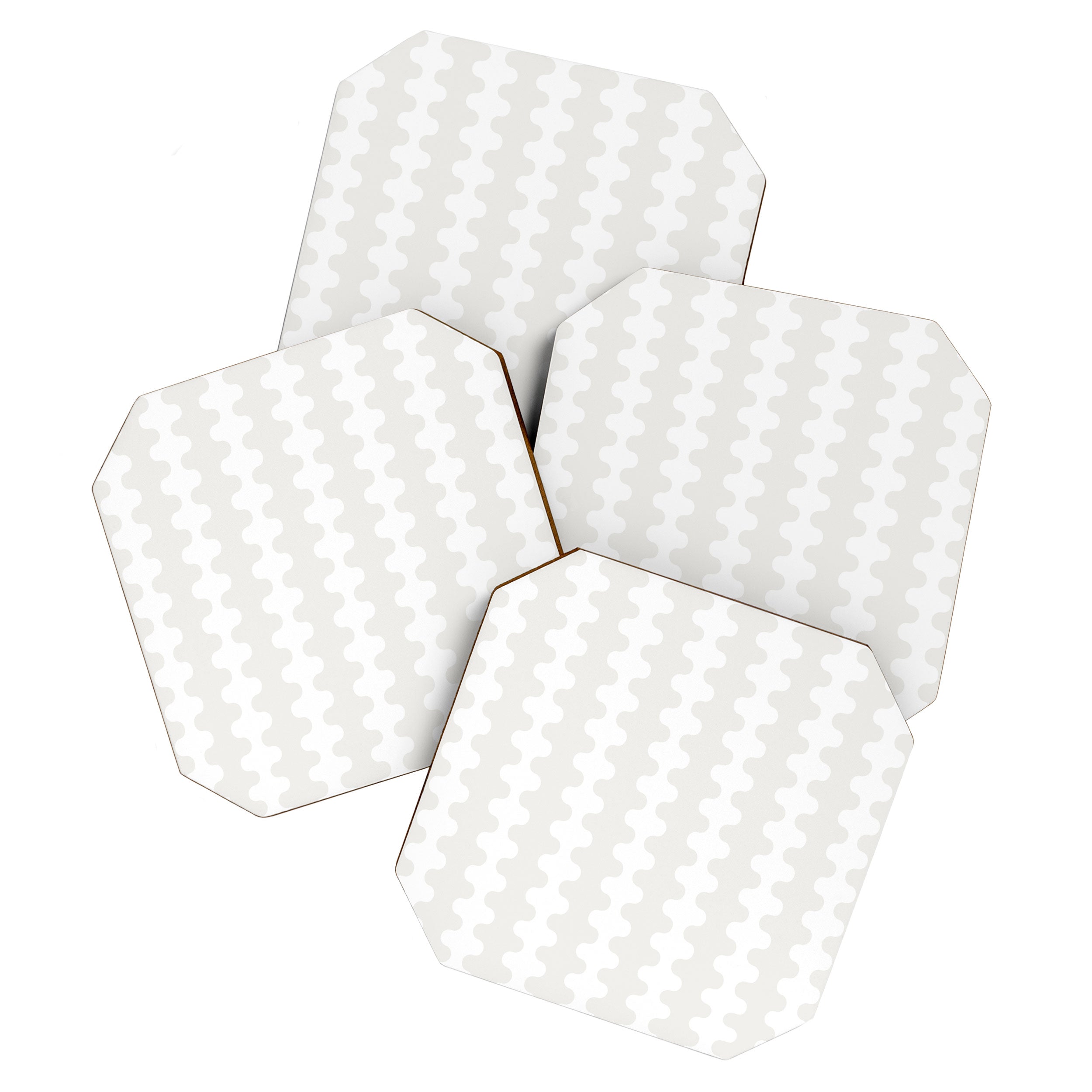 White Wavy Ogee A-Go-Go Pop Stripes Pattern Coaster Gallery Image 1