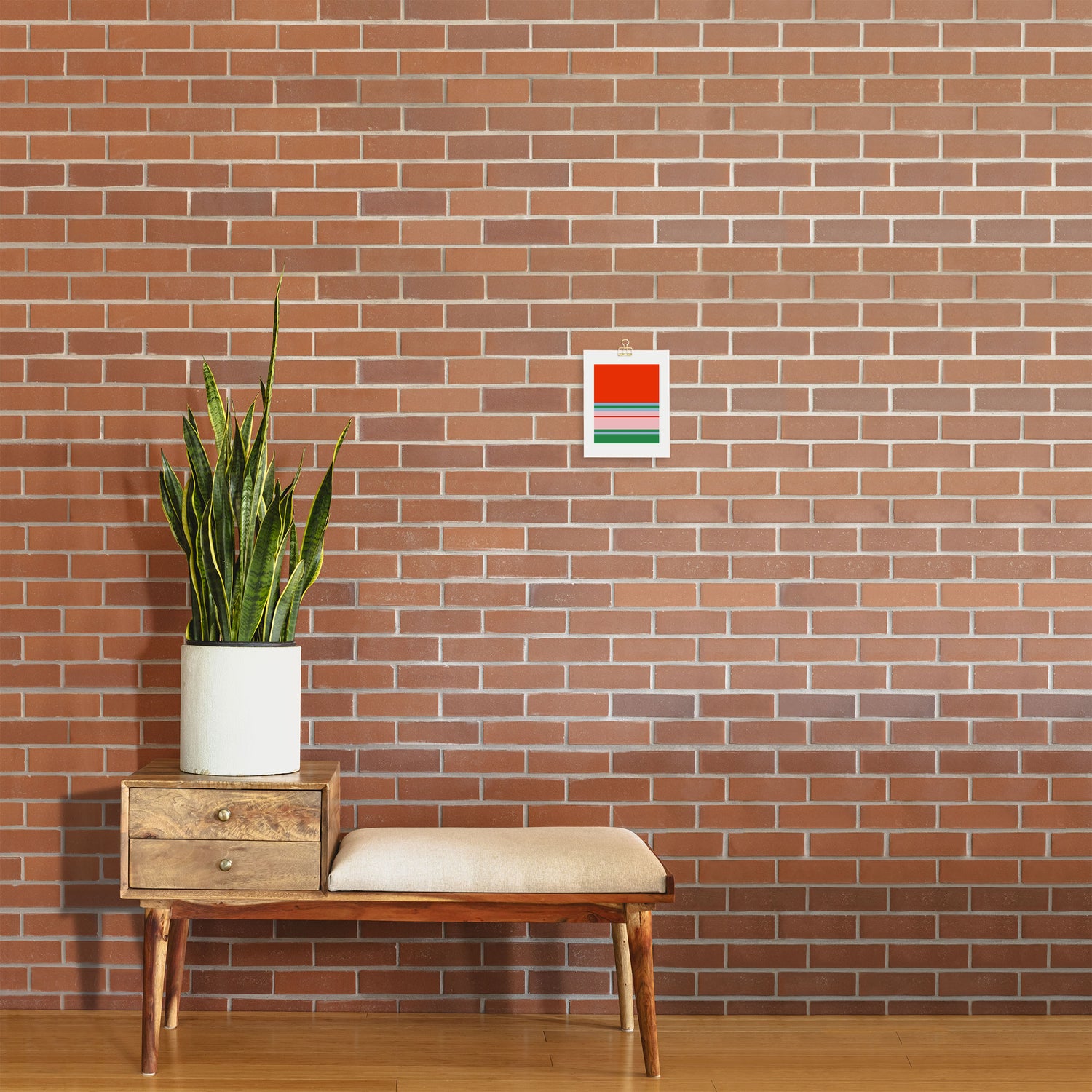 Wide and Thin Stripes Minimal Color Block Pattern in Bold Red Orange, Light Pink, Light Blue, and Green Art Print Gallery Image 2