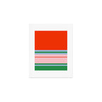 Wide and Thin Stripes Minimal Color Block Pattern in Bold Red Orange, Light Pink, Light Blue, and Green Art Print Gallery Image 1