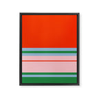 Wide and Thin Stripes Minimal Color Block Pattern in Bold Red Orange, Light Pink, Light Blue, and Green Framed Canvas Print Gallery Image 8