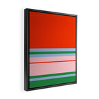 Wide and Thin Stripes Minimal Color Block Pattern in Bold Red Orange, Light Pink, Light Blue, and Green Framed Canvas Print Gallery Image 2