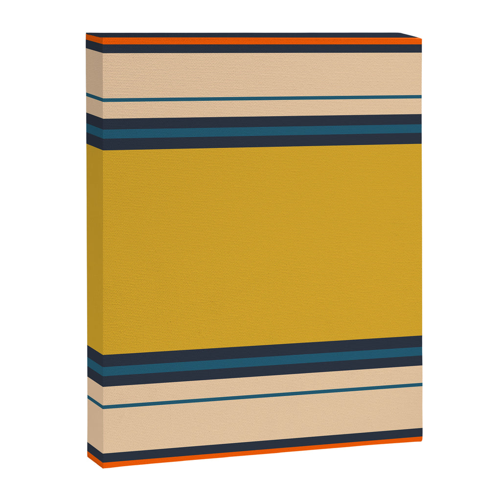 Wide and Thin Stripes Minimal Color Block Pattern Mustard Blue Orange Canvas Print Gallery Image 8