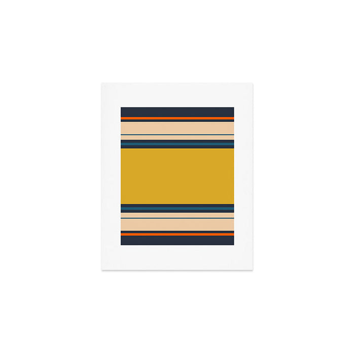 Wide and Thin Stripes Minimal Color Block Pattern Mustard Blue Orange Art Print Gallery Image 1
