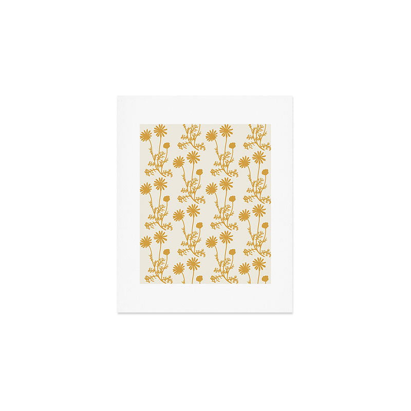 Wild Daisies Mustard Floral Botanical Pattern Art Print Gallery Image 1