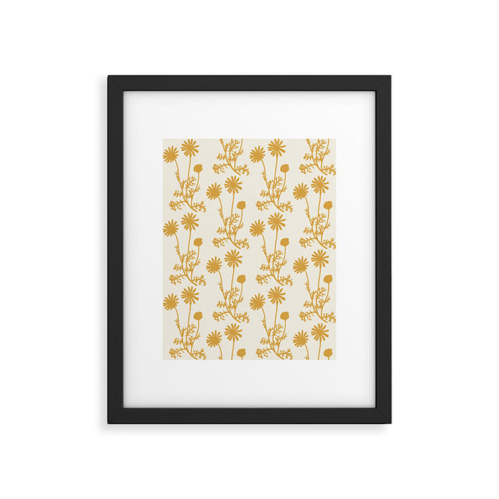 Wild Daisies Mustard Floral Botanical Pattern Framed Art Print Gallery Image 1
