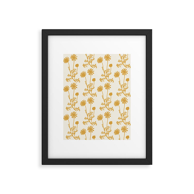 Wild Daisies Mustard Floral Botanical Pattern Framed Art Print Gallery Image 5