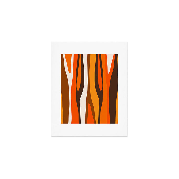 Wild Stripes Abstract Pattern in 70s Brown and Orange Art Print Gallery Image 1