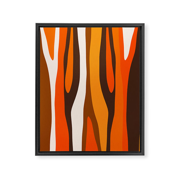 Wild Stripes Abstract Pattern in 70s Brown and Orange Framed Canvas Print Gallery Image 1
