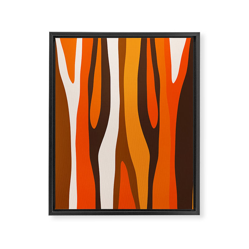 Wild Stripes Abstract Pattern in 70s Brown and Orange Framed Canvas Print Gallery Image 8