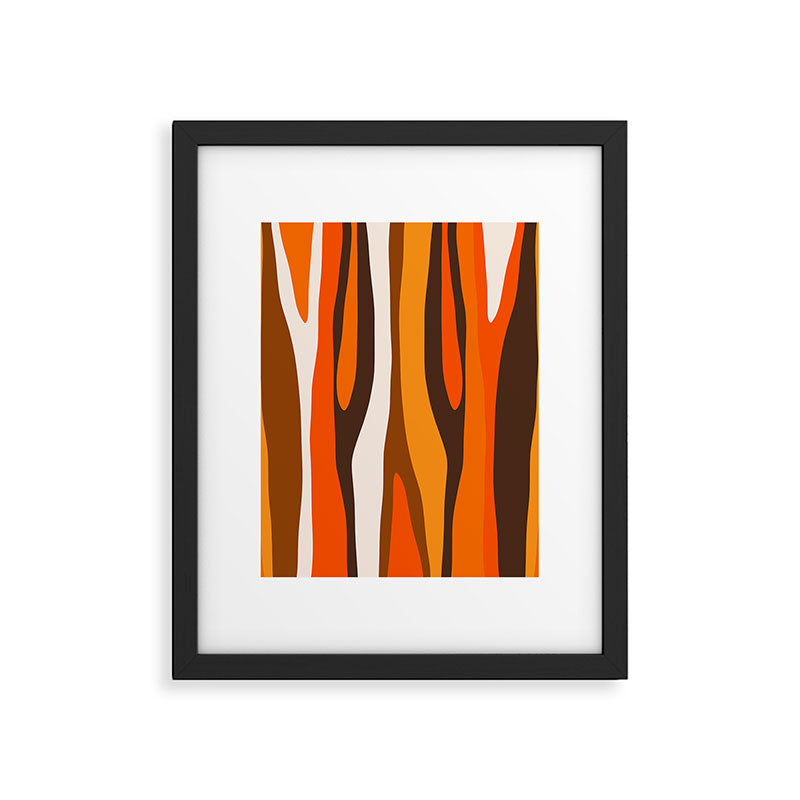 Wild Stripes Abstract Pattern in 70s Brown and Orange Framed Art Print Gallery Image 6