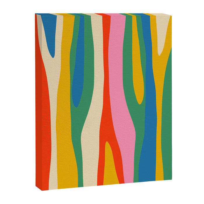 Wild Stripes Colorful Modern Abstract Pop Pattern Blue Pink Red Green Mustard Yellow Canvas Print Gallery Image 1