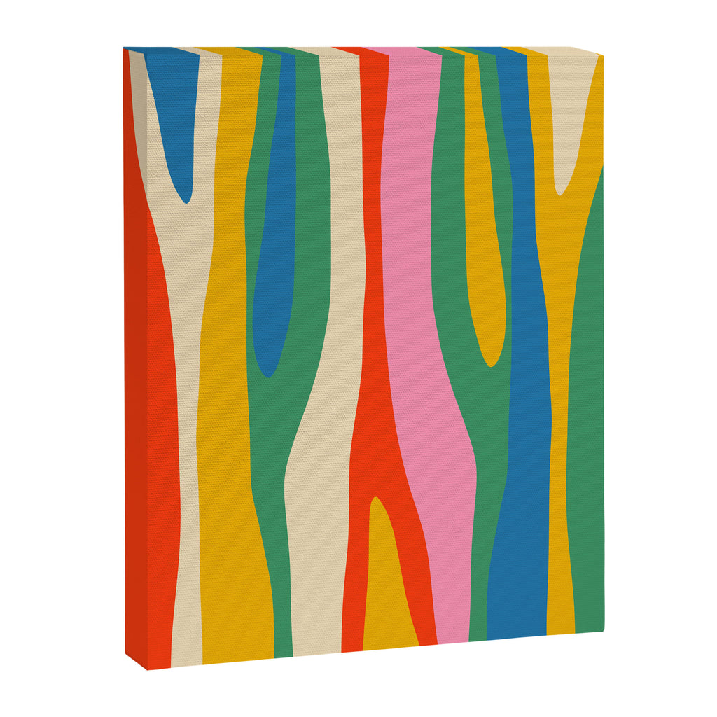 Wild Stripes Colorful Modern Abstract Pop Pattern Blue Pink Red Green Mustard Yellow Canvas Print Gallery Image 8