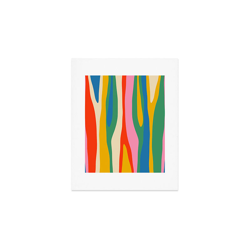 Wild Stripes Colorful Modern Abstract Pop Pattern Blue Pink Red Green Mustard Yellow Art Print Gallery Image 1