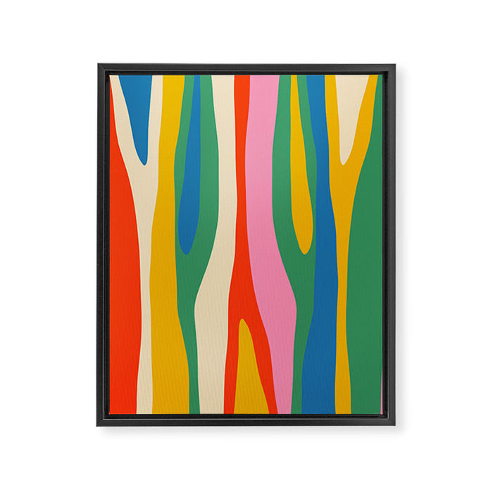 Wild Stripes Colorful Modern Abstract Pop Pattern Blue Pink Red Green Mustard Yellow Framed Canvas Print Gallery Image 1