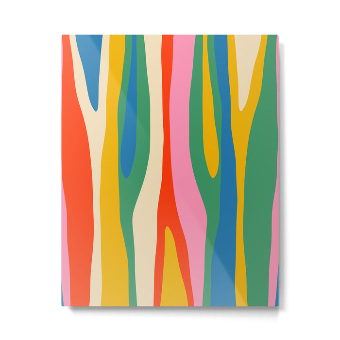 Wild Stripes Colorful Modern Abstract Pop Pattern Blue Pink Red Green Mustard Yellow Metal Print Gallery Image 1