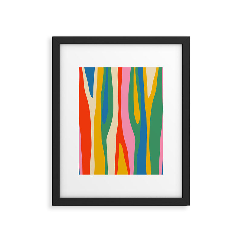 Wild Stripes Colorful Modern Abstract Pop Pattern Blue Pink Red Green Mustard Yellow Framed Art Print Gallery Image 6