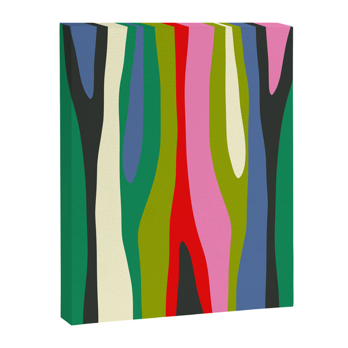 Wild Stripes Modern Multicolor Abstract Pattern Blue Pink Red Green Canvas Print Gallery Image 1