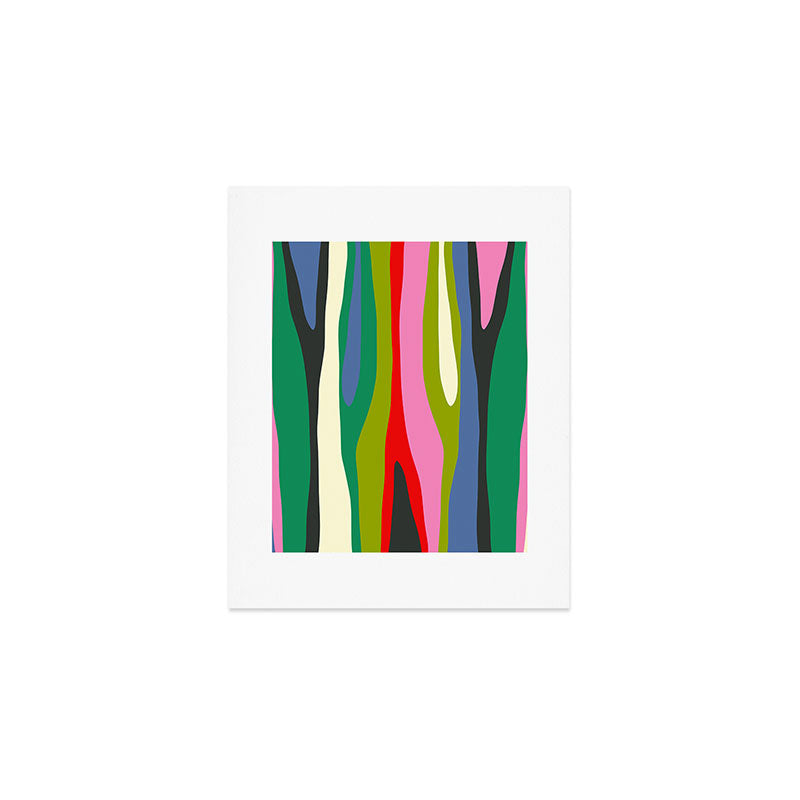 Wild Stripes Modern Multicolor Abstract Pattern Blue Pink Red Green Art Print Gallery Image 1