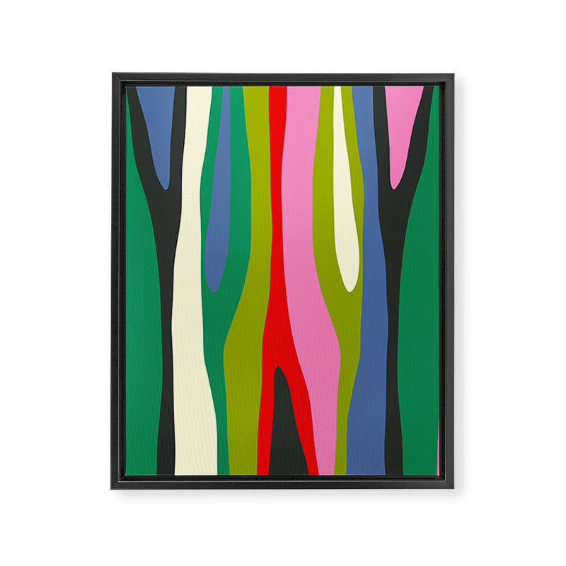 Wild Stripes Modern Multicolor Abstract Pattern Blue Pink Red Green Framed Canvas Print Gallery Image 8