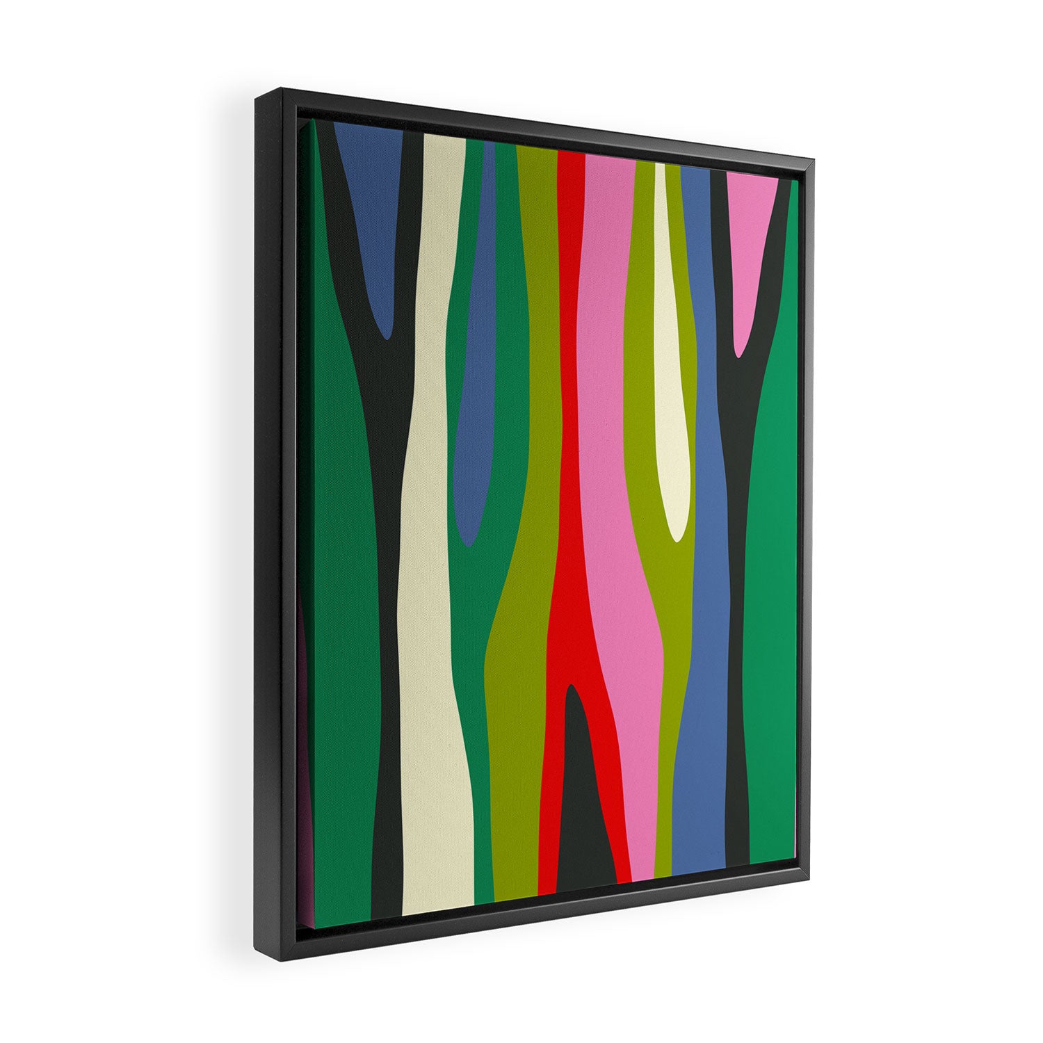 Wild Stripes Modern Multicolor Abstract Pattern Blue Pink Red Green Framed Canvas Print Gallery Image 2