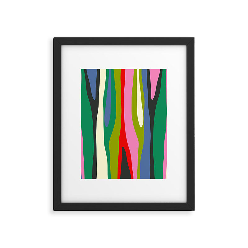 Wild Stripes Modern Multicolor Abstract Pattern Blue Pink Red Green Framed Art Print Gallery Image 6