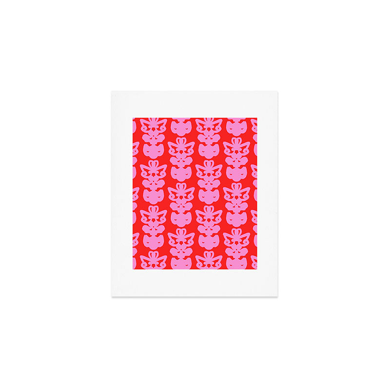 Willoughby Cottage Bold Preppy Pink and Red Traditional Contemporary Pattern Art Print Gallery Image 1