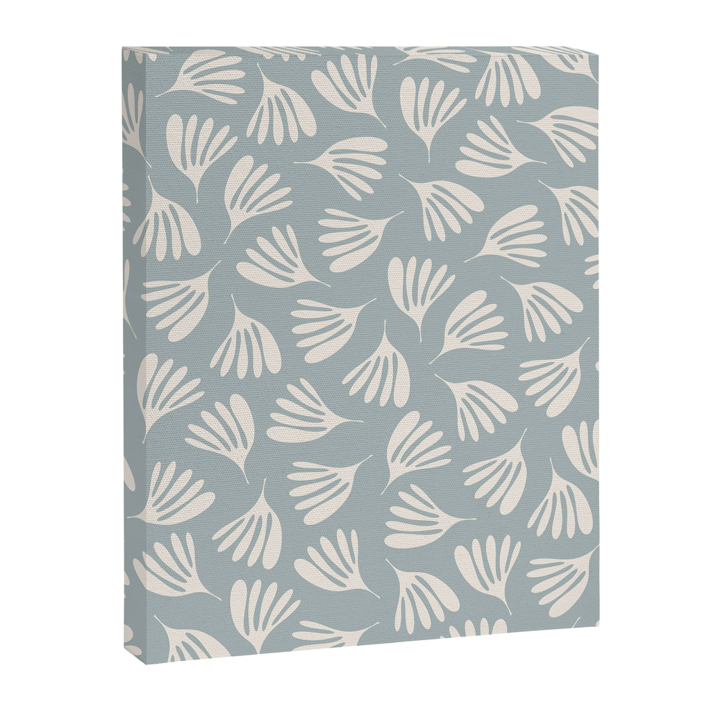 Wispy Leaves Contemporary Abstract Pattern in Light Blue-Gray and Cream Canvas Print Gallery Image 6