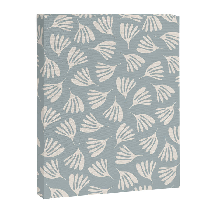 Wispy Leaves Contemporary Abstract Pattern in Light Blue-Gray and Cream Canvas Print Gallery Image 1