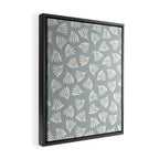 Wispy Leaves Contemporary Abstract Pattern in Light Blue-Gray and Cream Framed Canvas Print Gallery Image 2