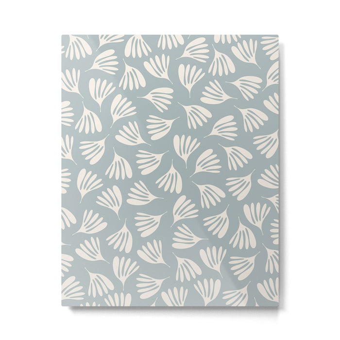 Wispy Leaves Contemporary Abstract Pattern in Light Blue-Gray and Cream Metal Print Gallery Image 1