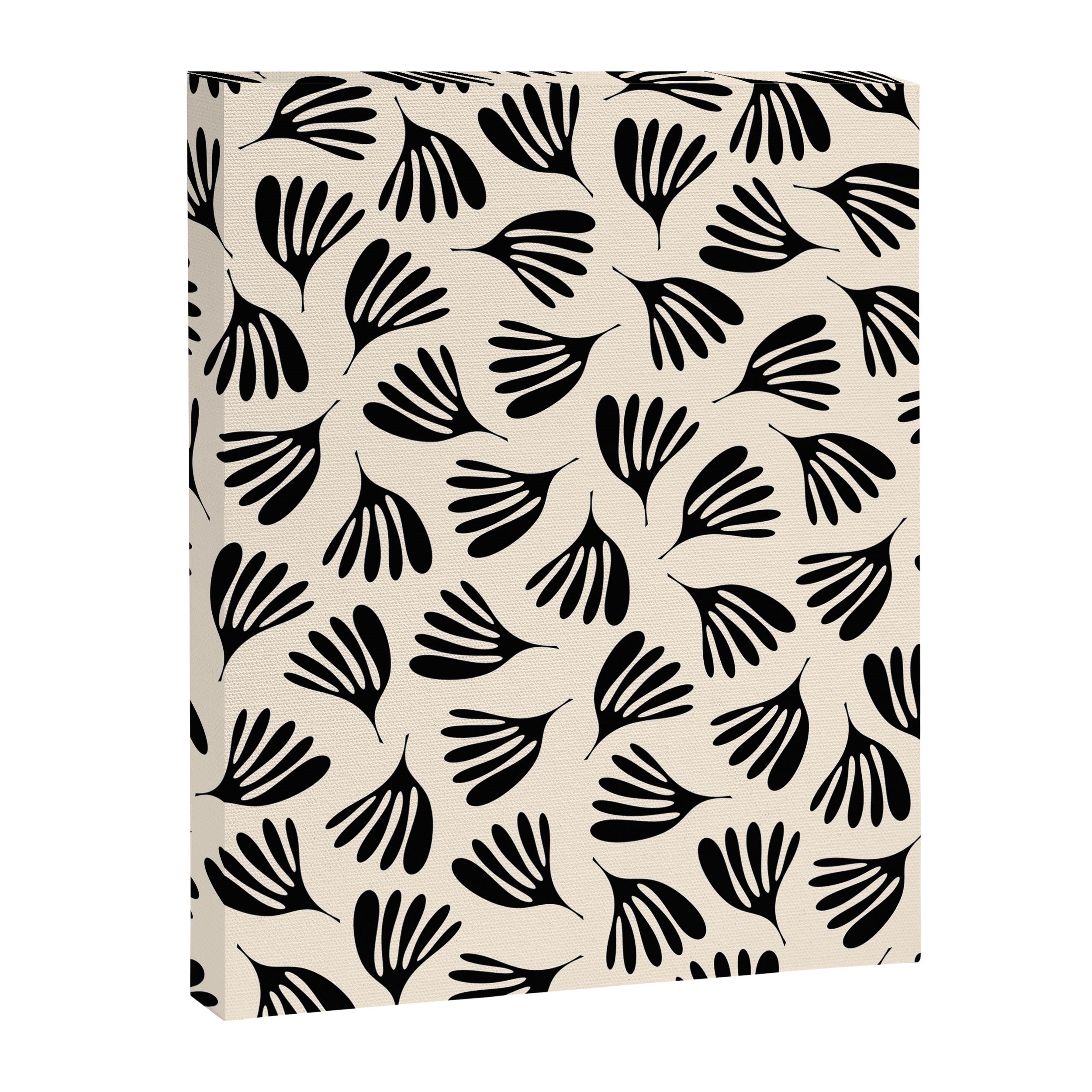 Wispy Leaves Contemporary Pattern in Black and Almond Cream Canvas Print Gallery Image 6