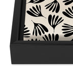 Wispy Leaves Contemporary Pattern in Black and Almond Cream Framed Canvas Print Gallery Image 3