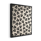 Wispy Leaves Contemporary Pattern in Black and Almond Cream Framed Canvas Print Gallery Image 2