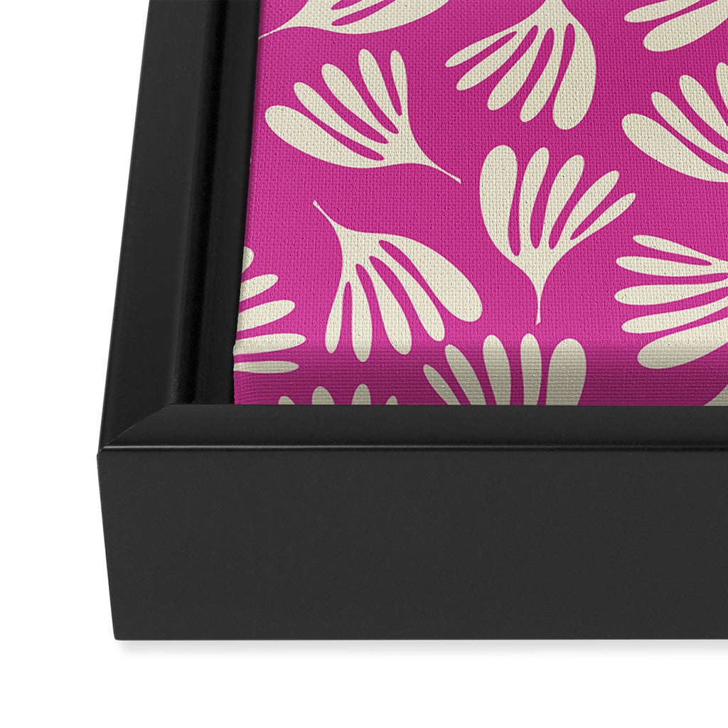 Wispy Leaves Contemporary Pattern in Deep Thulian Pink Framed Canvas Print Gallery Image 3