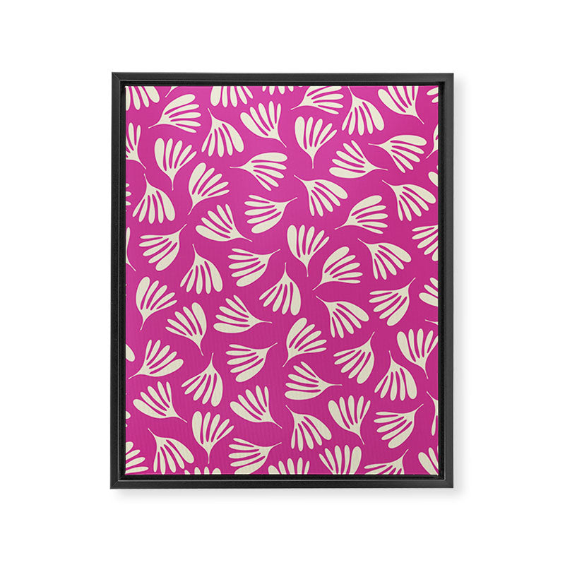 Wispy Leaves Contemporary Pattern in Deep Thulian Pink Framed Canvas Print Gallery Image 6