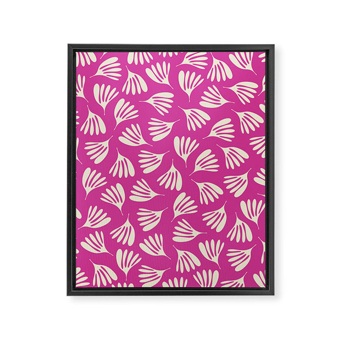 Wispy Leaves Contemporary Pattern in Deep Thulian Pink Framed Canvas Print Gallery Image 1
