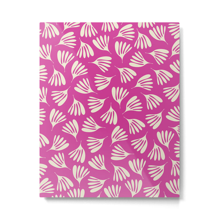 Wispy Leaves Contemporary Pattern in Deep Thulian Pink Metal Print Gallery Image 1