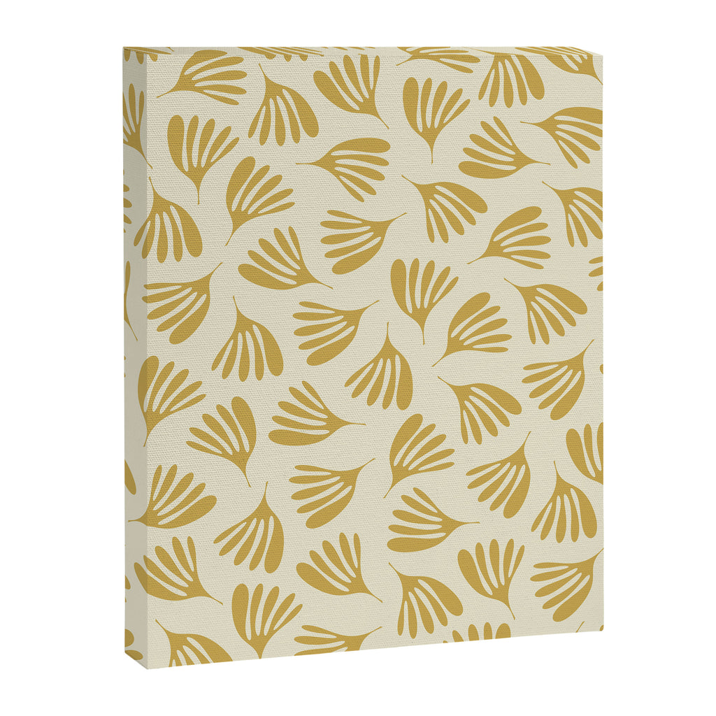 Wispy Leaves Contemporary Pattern in Mustard Gold and Cream Canvas Print Gallery Image 6