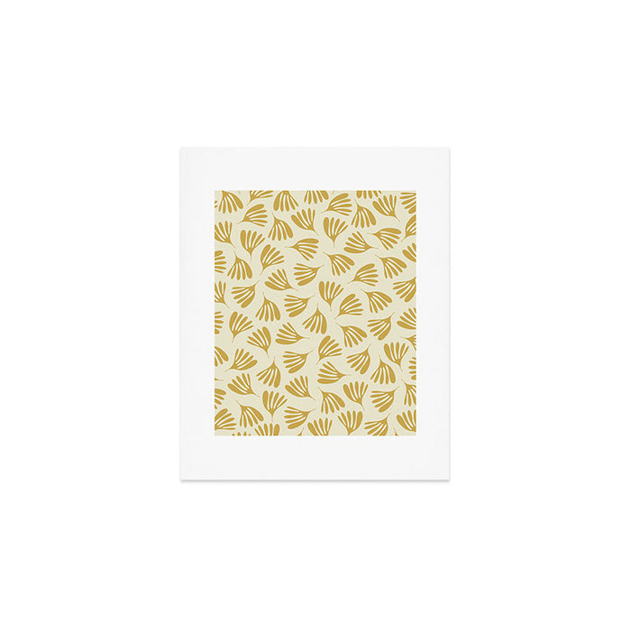 Wispy Leaves Contemporary Pattern in Mustard Gold and Cream Art Print Gallery Image 1