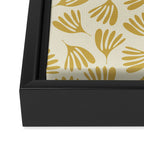 Wispy Leaves Contemporary Pattern in Mustard Gold and Cream Framed Canvas Print Gallery Image 3