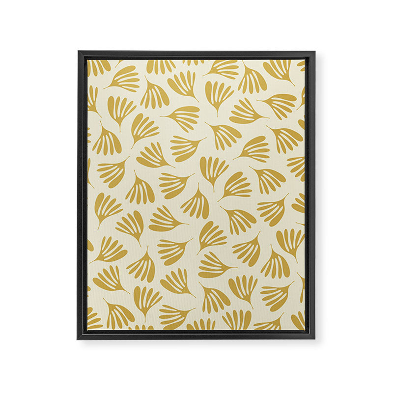 Wispy Leaves Contemporary Pattern in Mustard Gold and Cream Framed Canvas Print Gallery Image 6