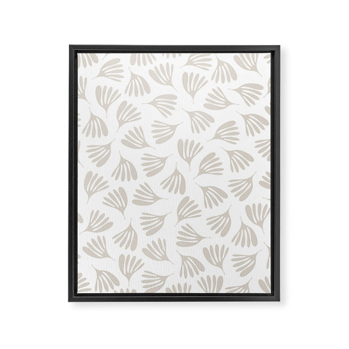 Wispy Leaves Neutral Contemporary Abstract Botanical Pattern Framed Canvas Print Gallery Image 1