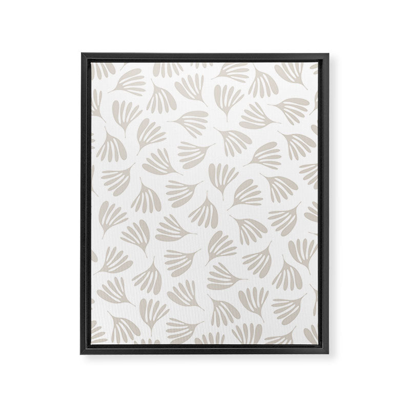 Wispy Leaves Neutral Contemporary Abstract Botanical Pattern Framed Canvas Print Gallery Image 6
