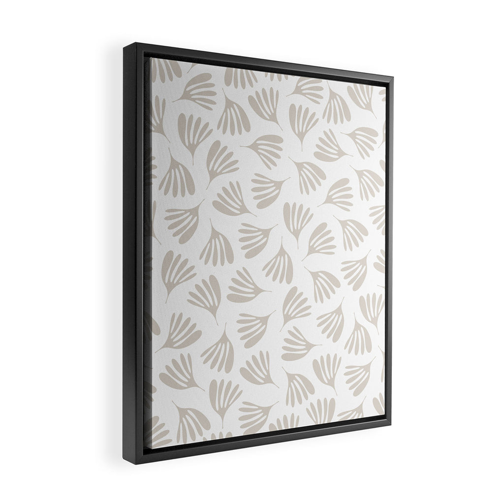 Wispy Leaves Neutral Contemporary Abstract Botanical Pattern Framed Canvas Print Gallery Image 2